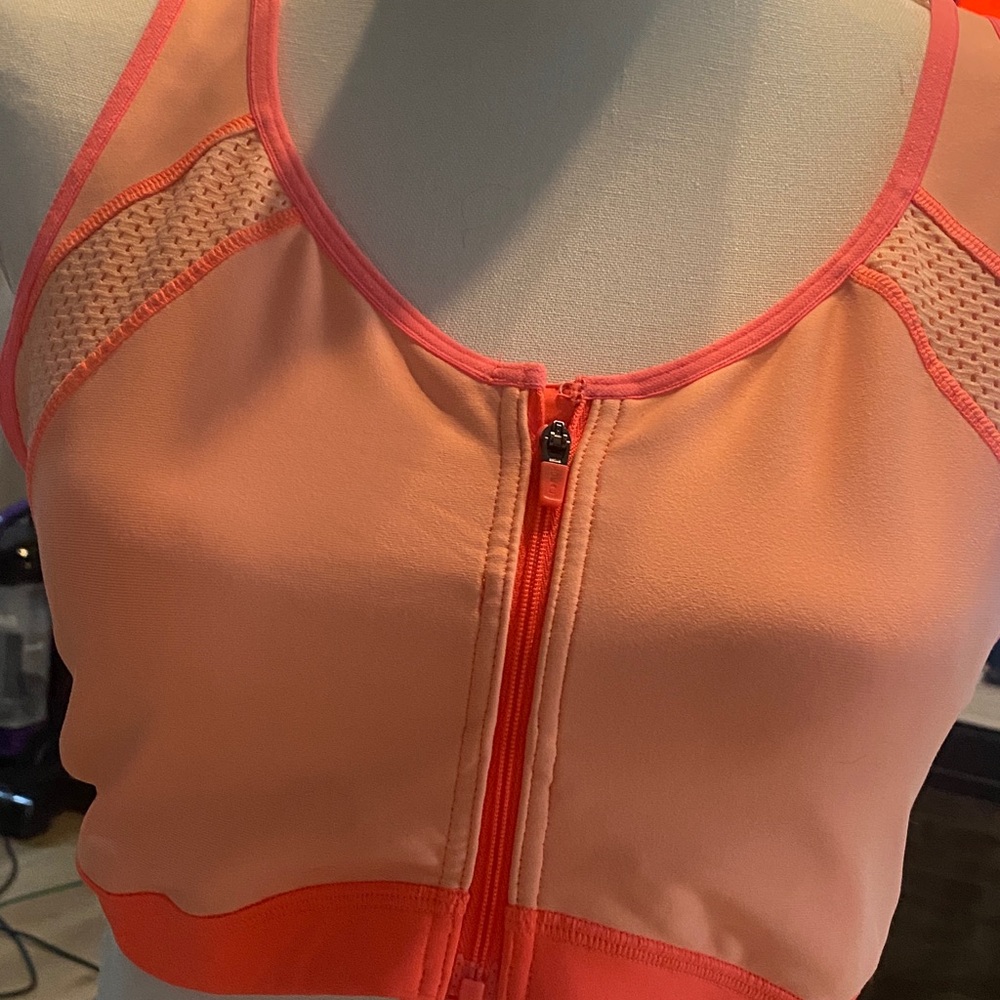Champion Peach and Coral Sports Bra with a zipper in front